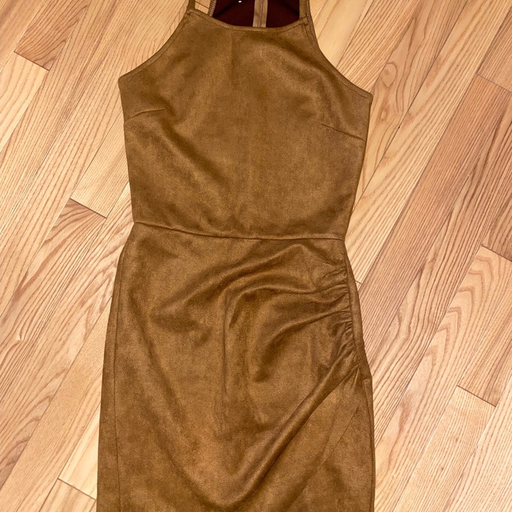 Bloomingdale’s brown vegan suede dress